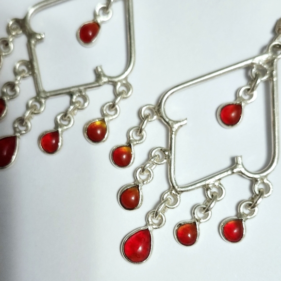 Carnelian silver earrings 3" - Picture 4 of 6